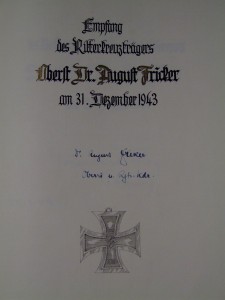 Der Eintrag in das Goldene Buch der Stadt Ludwigsburg - man beachte den falsch geschriebenen Nachnamen